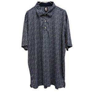 FJ FootJoy Mens Polo Shirt XL Gray Floral Short Sleeve Preppy Casual